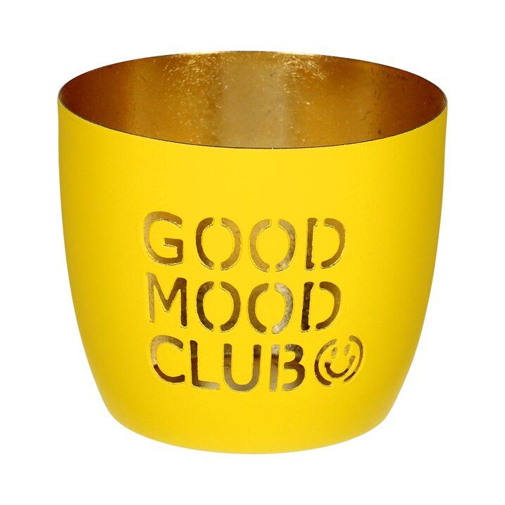 GOOD MOOD CLUB Windlicht – Gelb mit Gold – Stimmungsvolle Deko für dein Zuhause