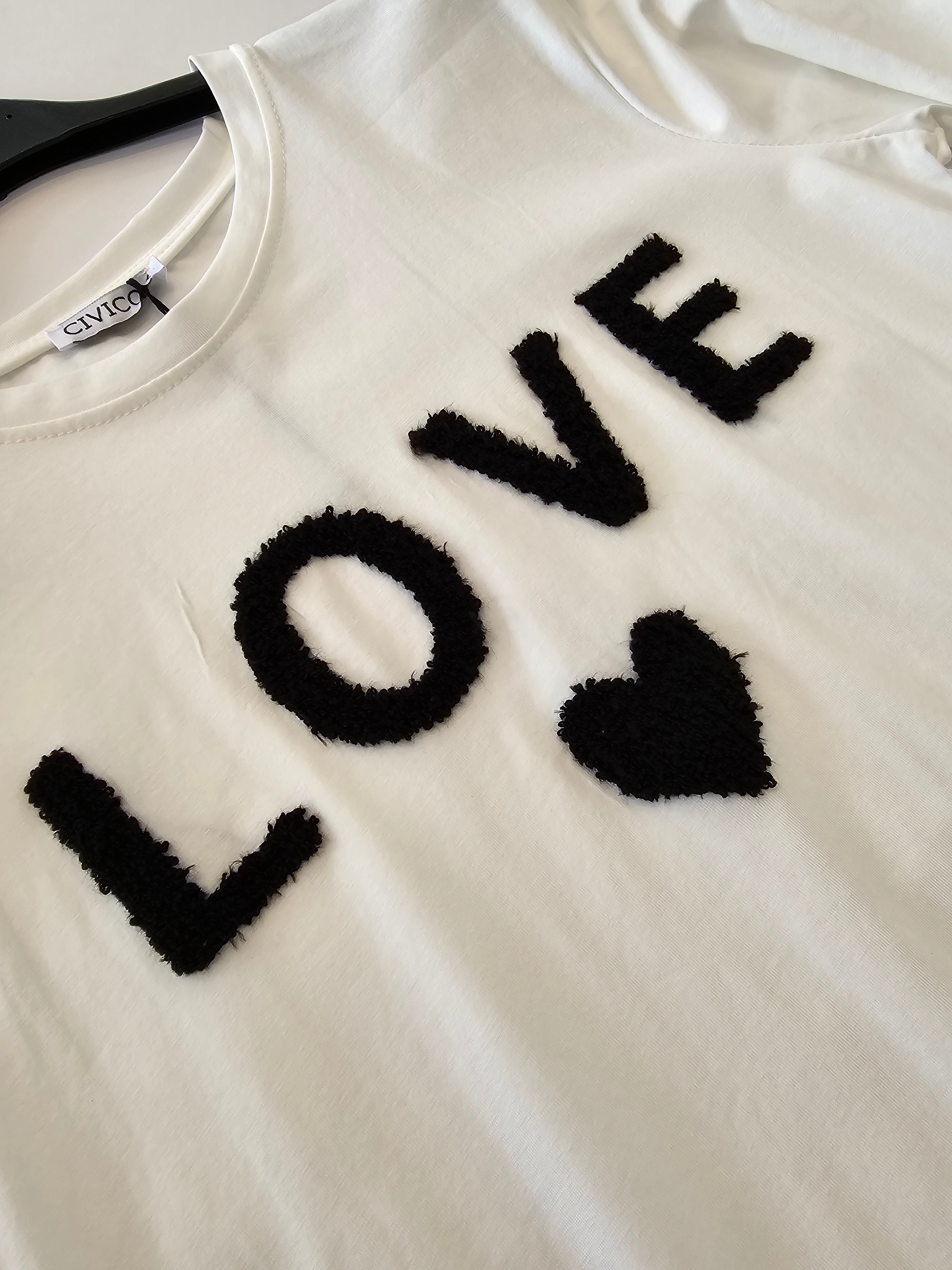 Statement T-Shirt Weiß LOVE