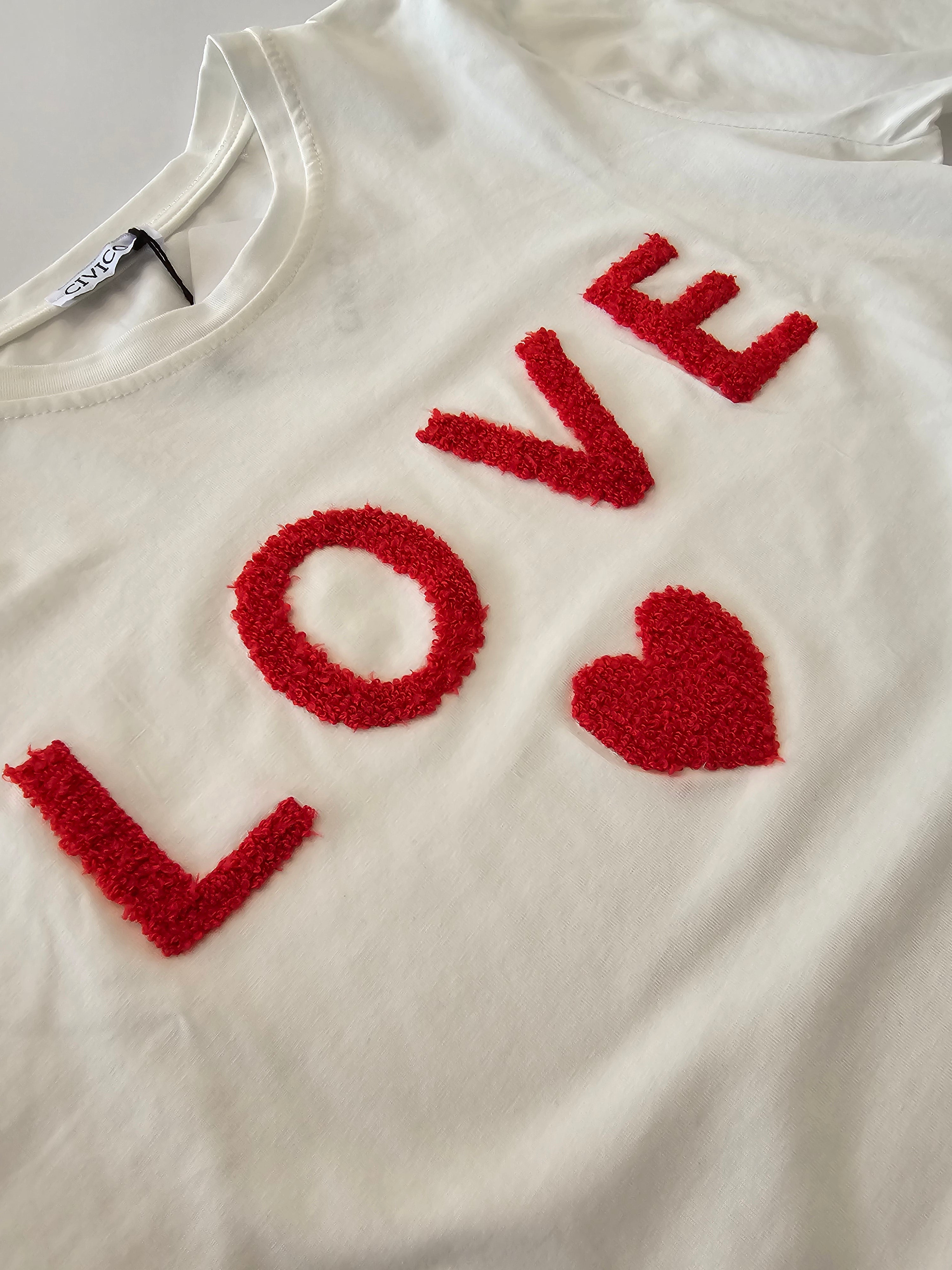 Statement T-Shirt Weiß LOVE