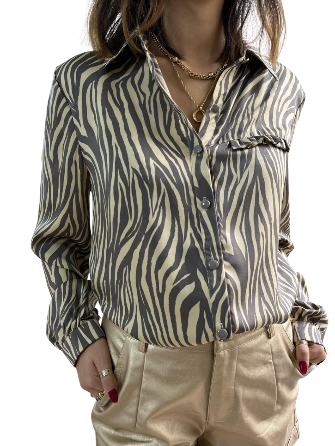 Bluse Zebra-Print TAUPE