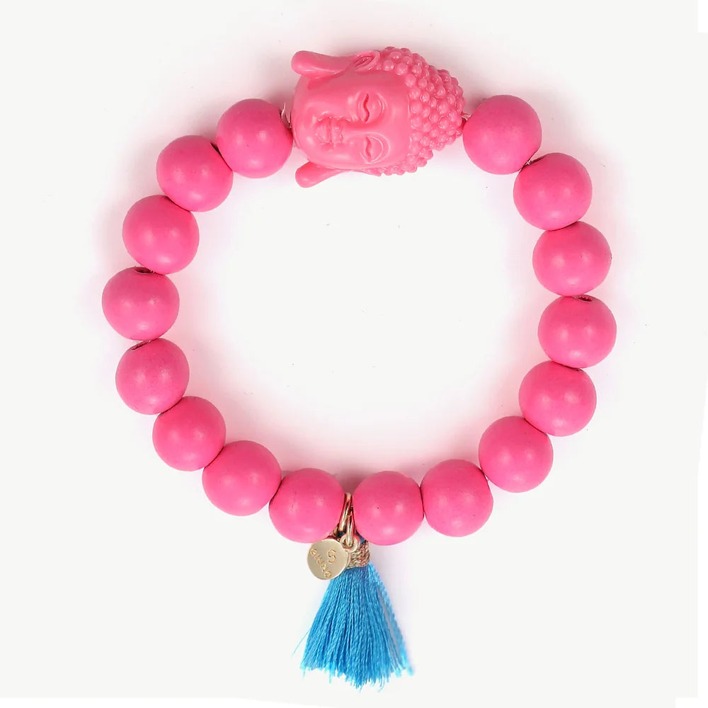 Holzperlenarmband Buddha + Quaste