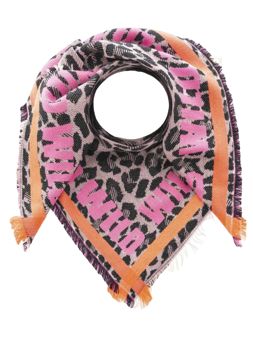 ZWILLINGSHERZ Viereckstuch "Wild Leopard" Pink Orange