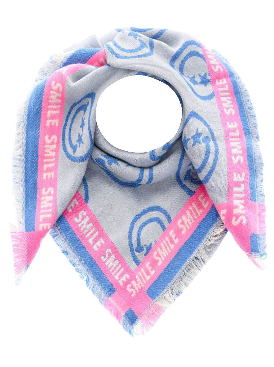 ZWILLINGSHERZ Viereckstuch "Happy Smiley" Blau/Pink